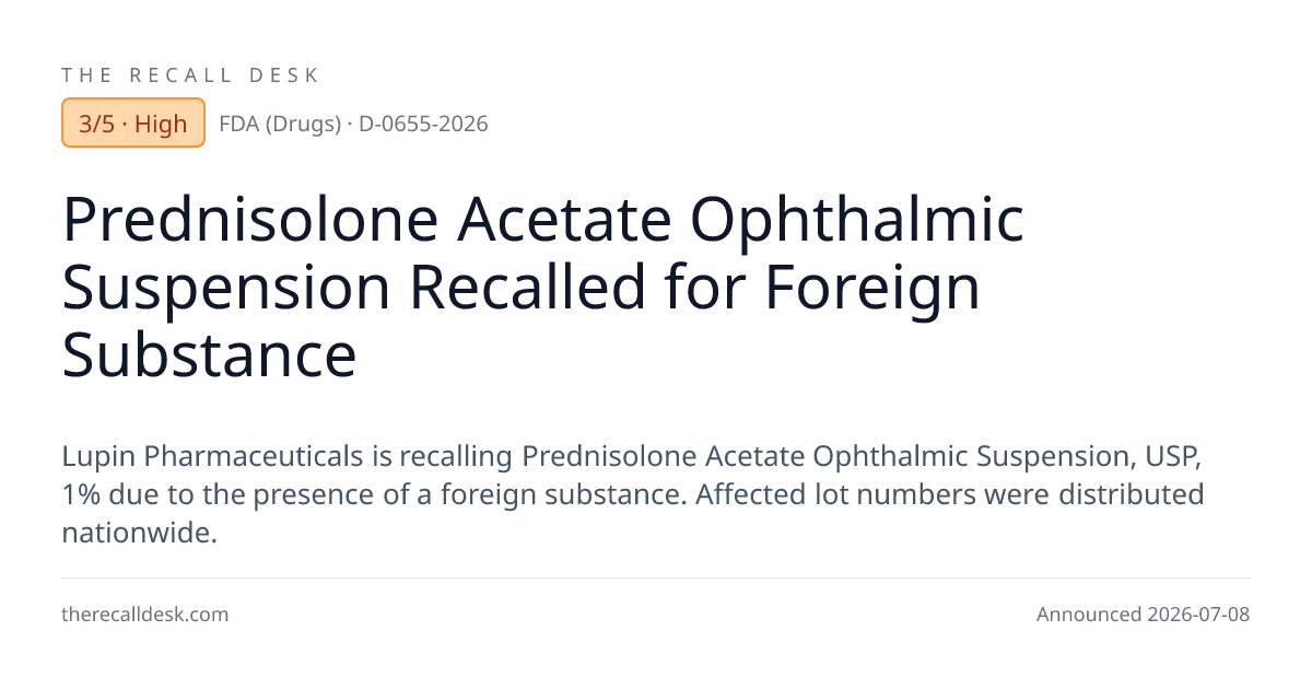 Prednisolone Acetate Ophthalmic Suspension Recalled for Foreign ...