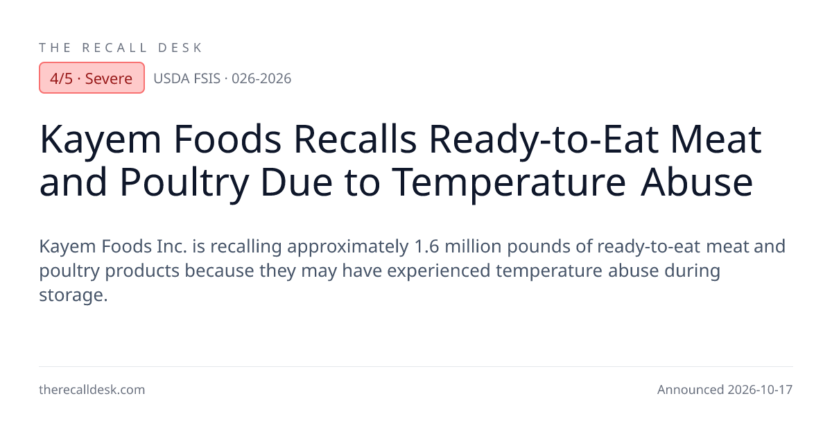 Kayem Foods Recalls Ready-to-Eat Meat and Poultry Due to Temperature ...